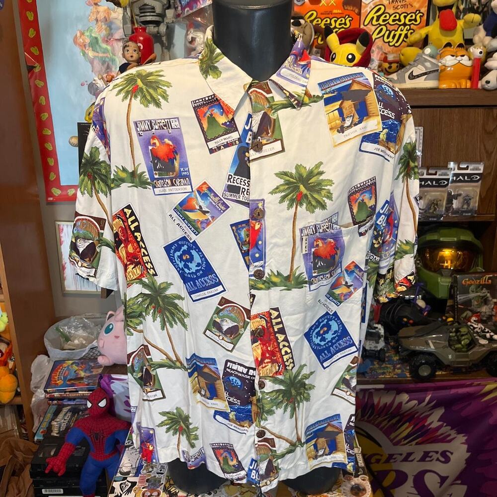 Vintage Jimmy Buffet Margaritaville Tour Pass Button Up Size XL